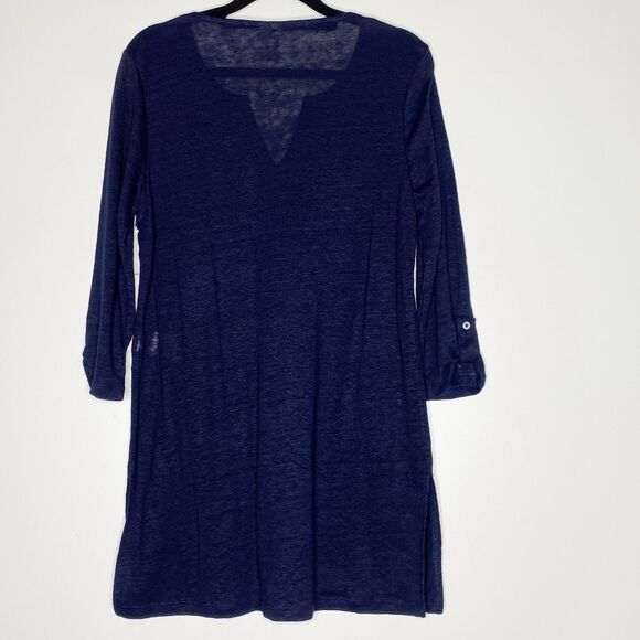 New Chico's Embroidered Long-Line Linen Knit Tunic Women's Size XS (Chico's 00) - Picture 7 of 8